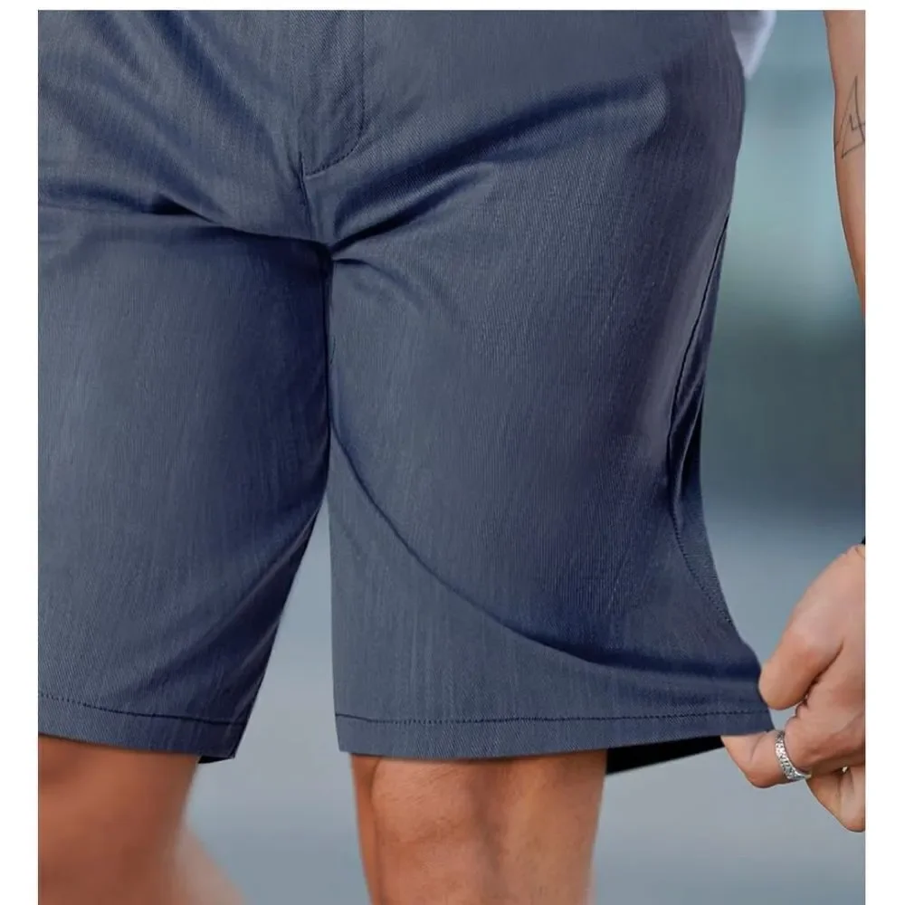 Men's shorts 10’Inseam Skinny Fit Stretch Flat Front Chino Short Dark blue.